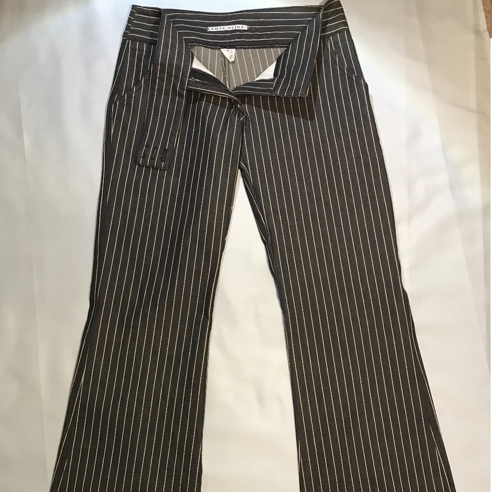 Anja Flint - Blue and Tan Stripe Dress Pants